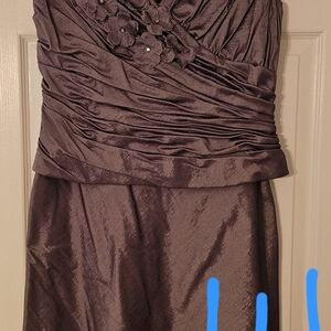 Elegant Floral Embellished Dress in Rich Brown